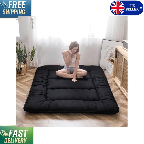 Black foldable japanese futon - black,