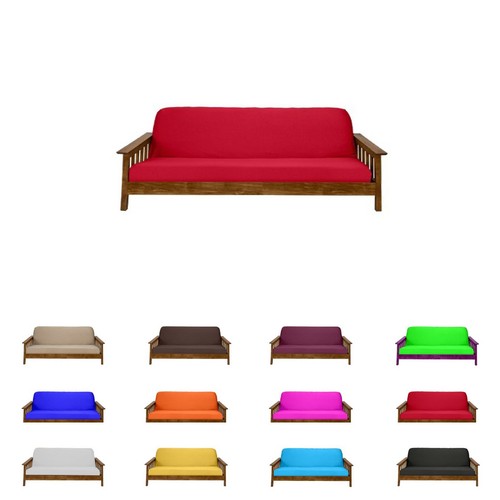 Solid red full size futon - red,